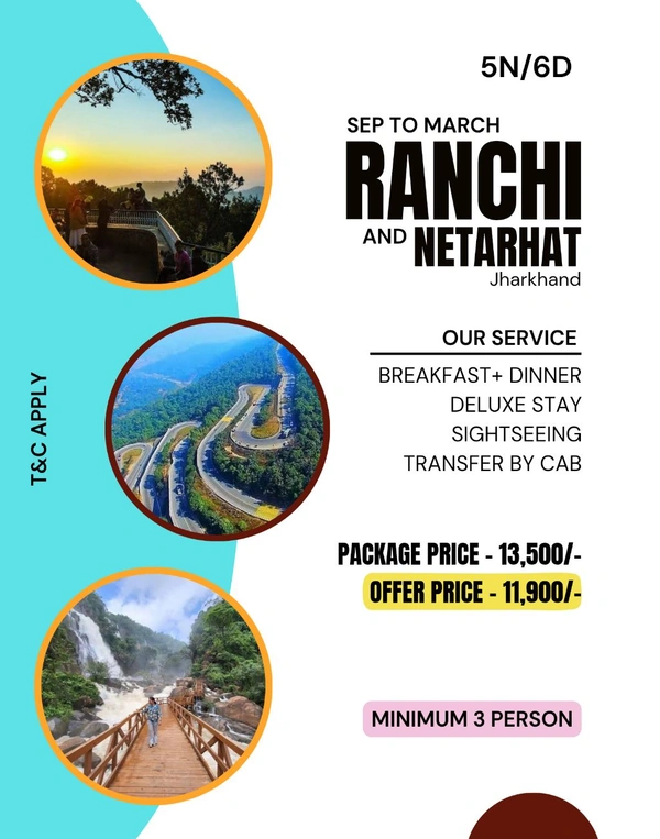 RANCHI, NETARHAT & BETLA – 5N/6D
