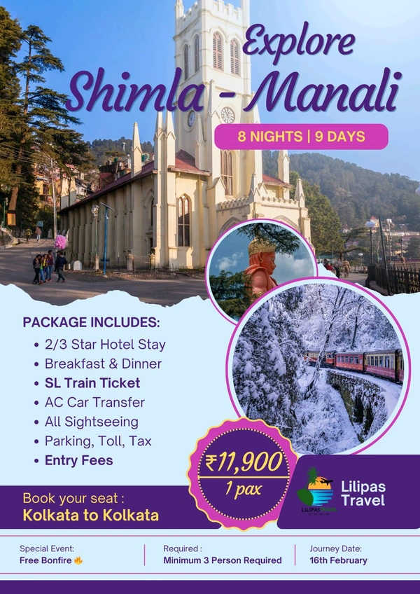 SHIMLA MANALI (16th FEB ) – 8N/9D